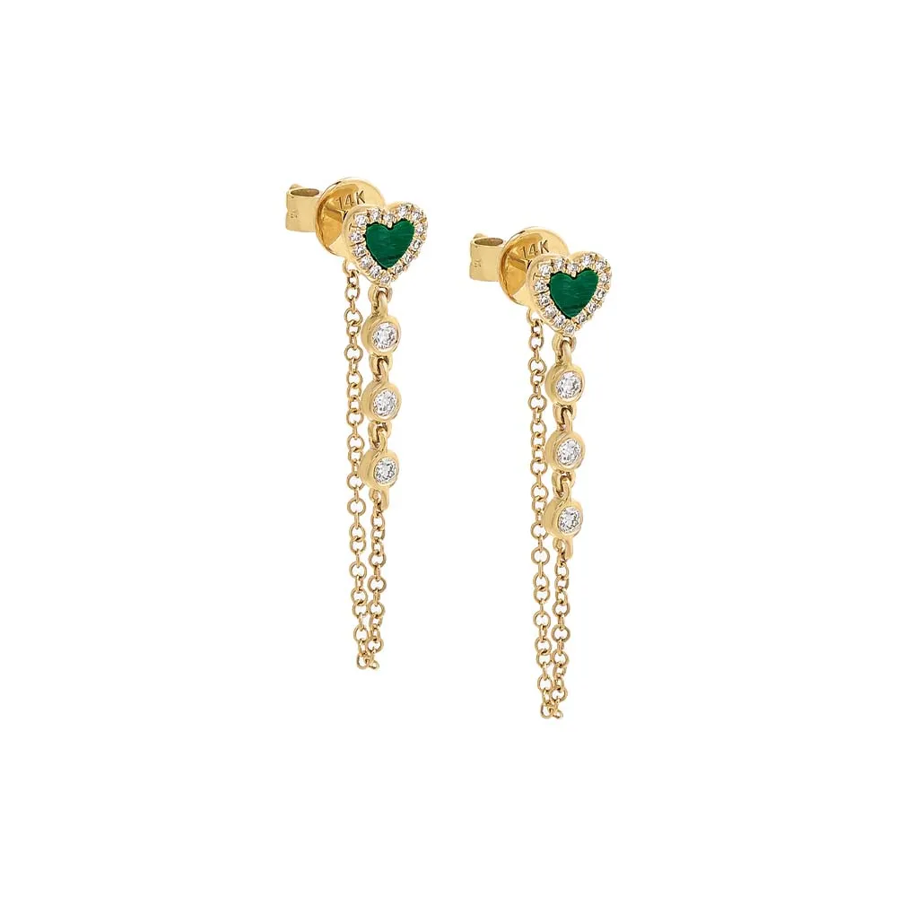 Colored Diamond Heart Drop Stud Earring 14K sold by Adina Eden's
