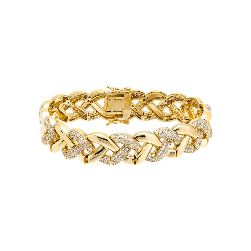 Solid/Pave Braided Chain Bracelet sold by Adina Eden's