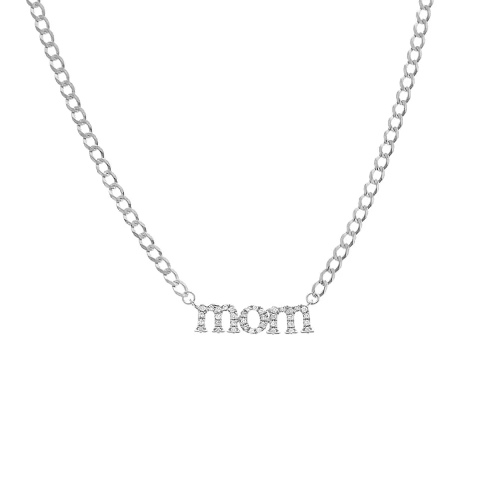 Diamond Pave Mom Lowercase Necklace 14K sold by Adina Eden's product image thumbnail 3