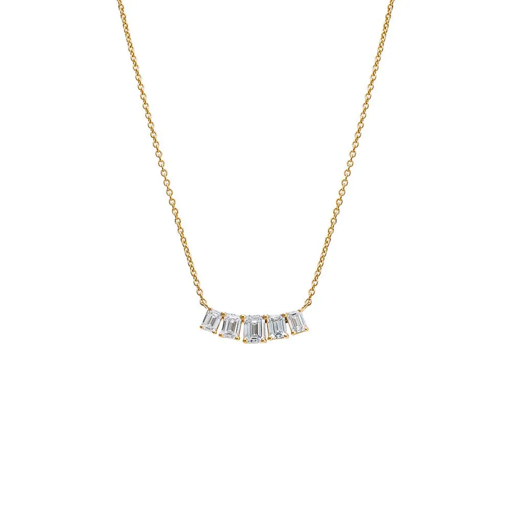 Lab Grown Diamond Emerald Cut Curved Bar Necklace 14K sold by Adina Eden's product image thumbnail 3