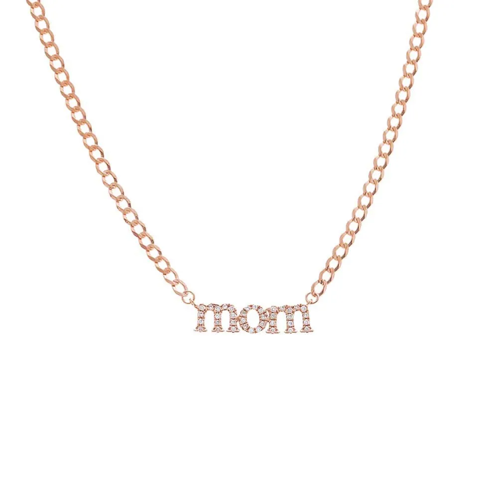 Diamond Pave Mom Lowercase Necklace 14K sold by Adina Eden's product image thumbnail 4