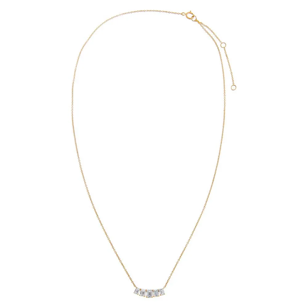 Lab Grown Diamond Emerald Cut Curved Bar Necklace 14K sold by Adina Eden's product image thumbnail 4