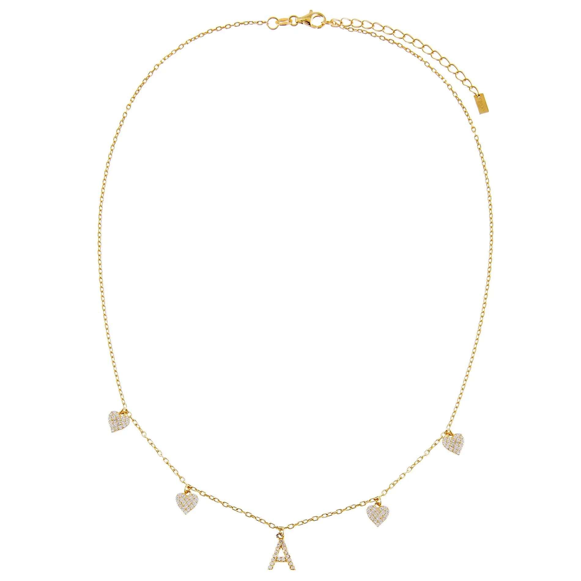 Pavé Initial Multi Heart Necklace sold by Adina Eden's product image thumbnail 3