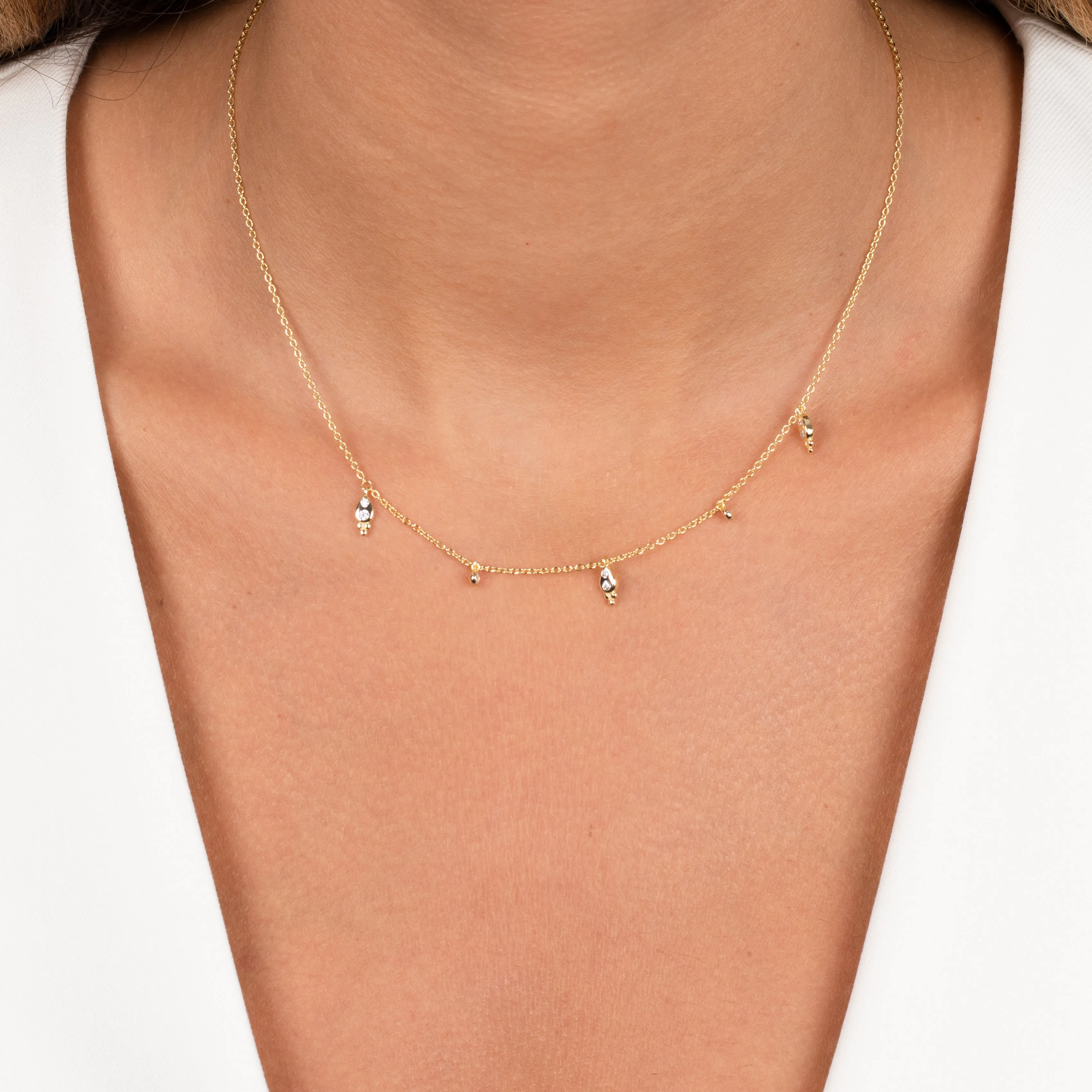 Dangling CZ Charms Bezel Necklace sold by Adina Eden's product image thumbnail 2