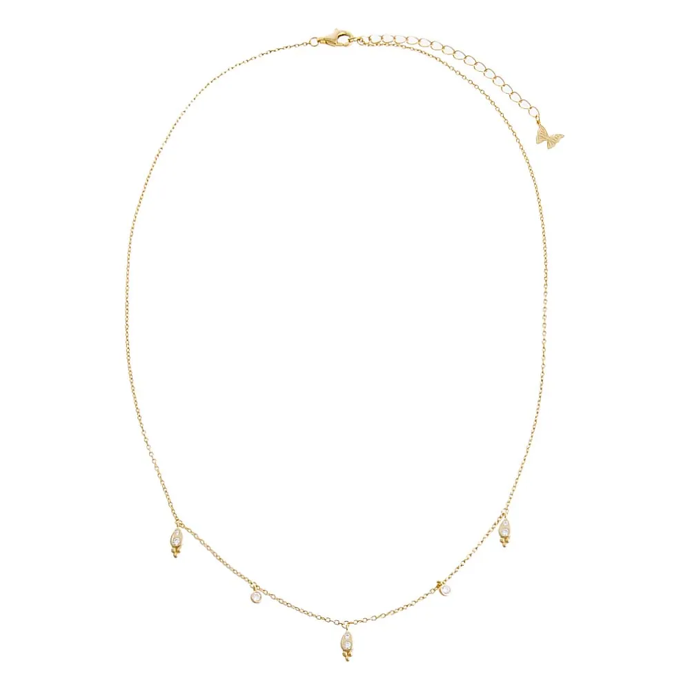 Dangling CZ Charms Bezel Necklace sold by Adina Eden's product image thumbnail 3