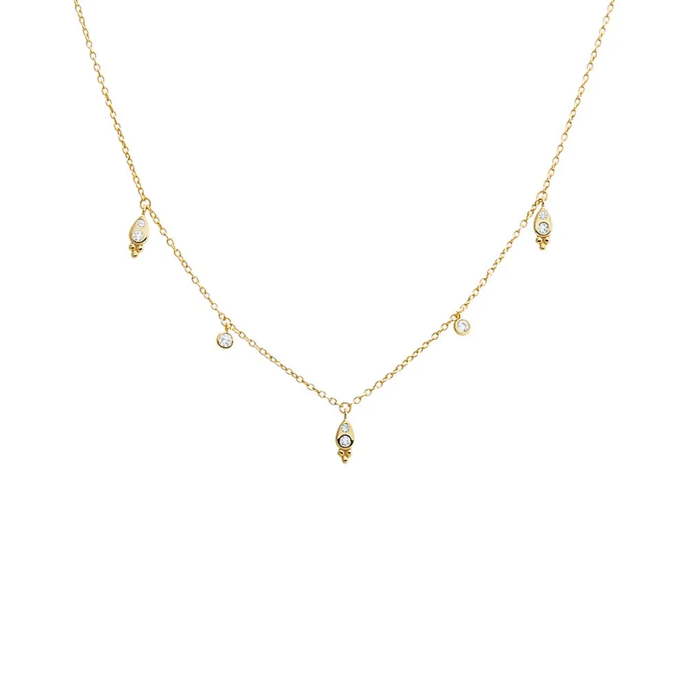 Dangling CZ Charms Bezel Necklace sold by Adina Eden's