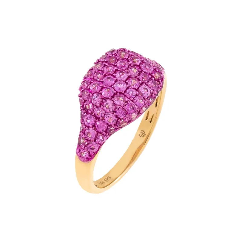 Pink Sapphire Pavé Signet Ring 14K sold by Adina Eden's