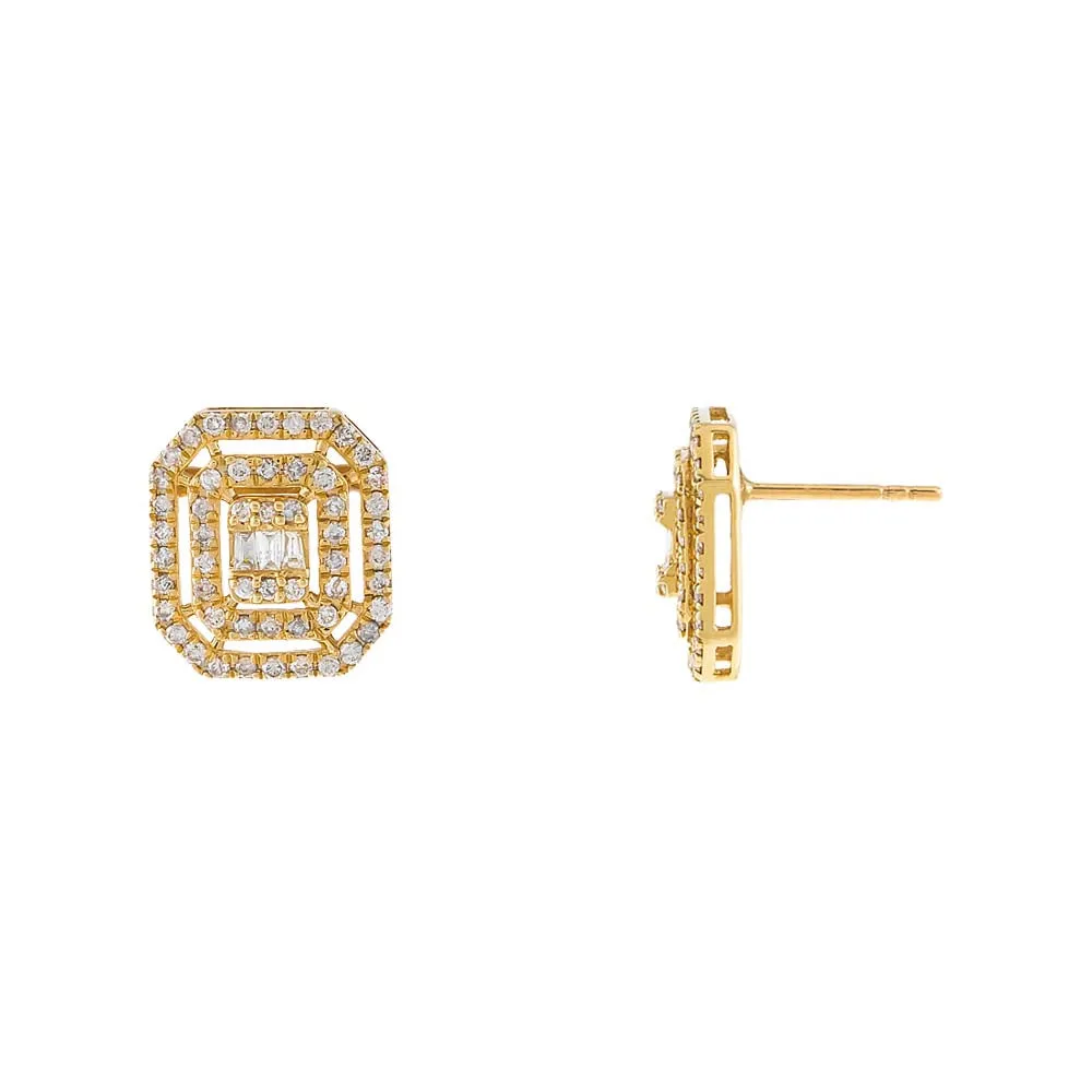 Radiant Diamond Illusion Stud Earring 14K sold by Adina Eden's
