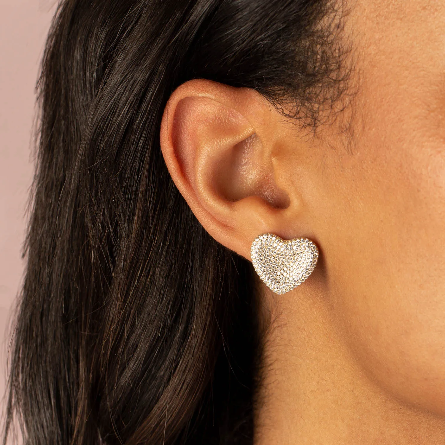 Large Pavé Heart Earring sold by Adina Eden's product image thumbnail 2