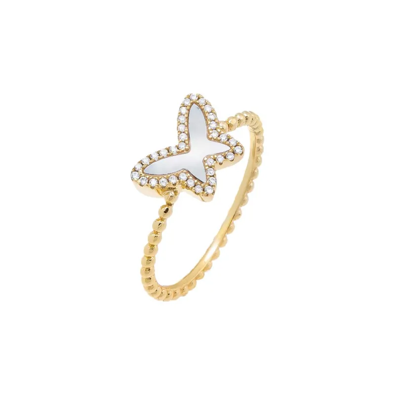 Pave Colored Stone Butterfly Ring sold by Adina Eden's
