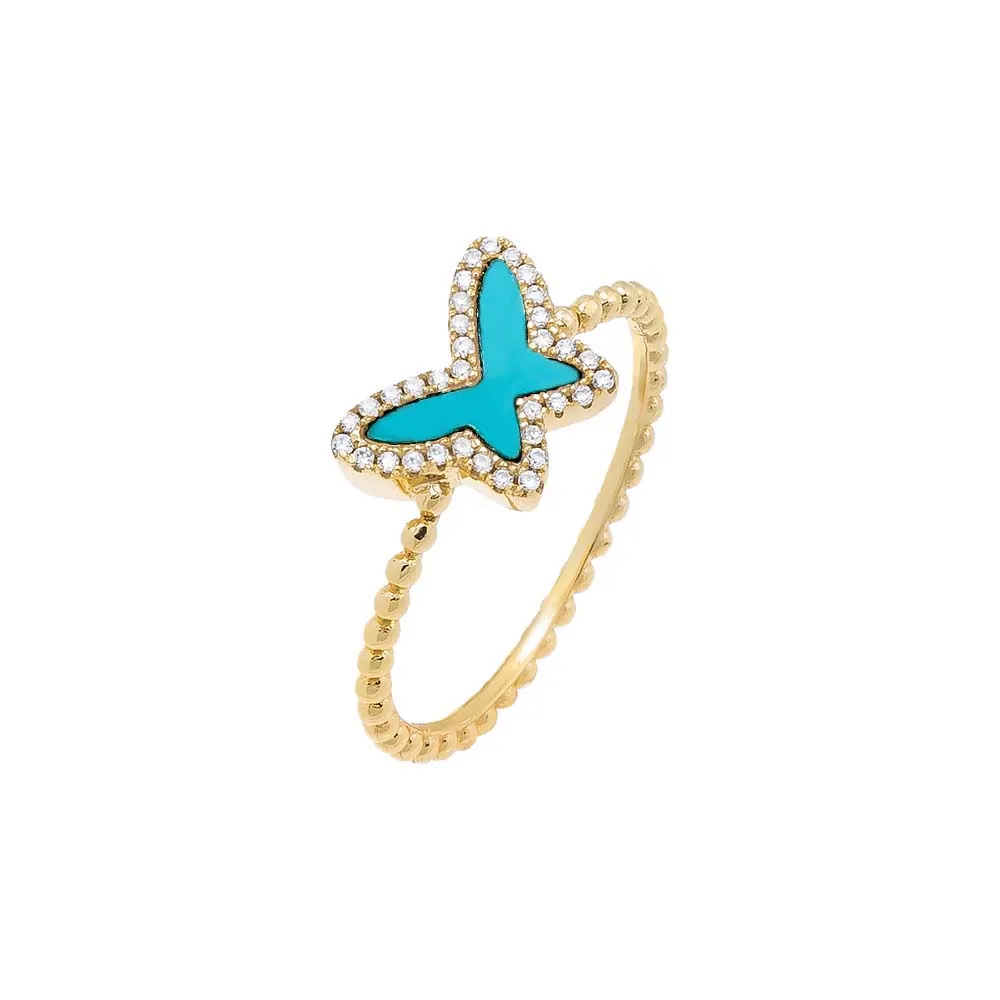 Pave Colored Stone Butterfly Ring sold by Adina Eden's product image thumbnail 5