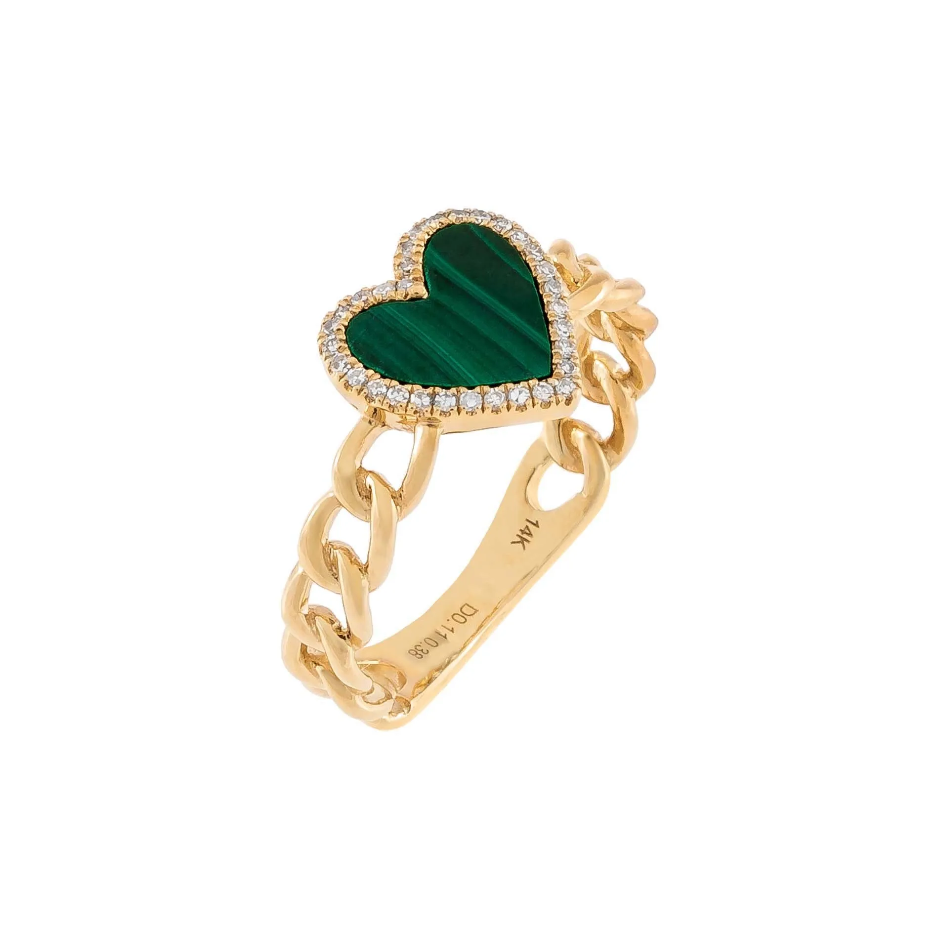 Diamond Emerald Heart Braided Ring 14K sold by Adina Eden's