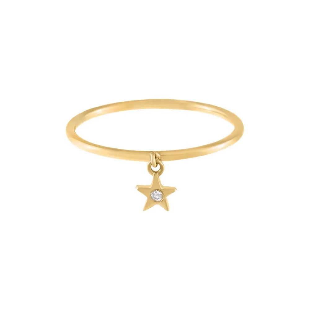 Diamond Star Charm Ring 14K sold by Adina Eden's