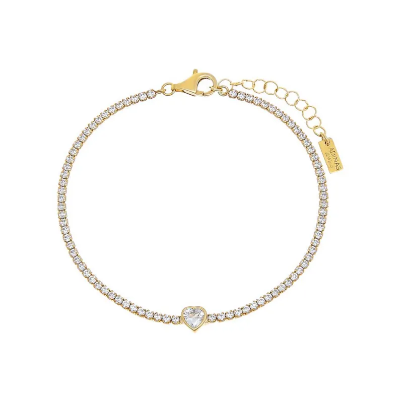 Heart Bezel Thin Tennis Bracelet sold by Adina Eden's
