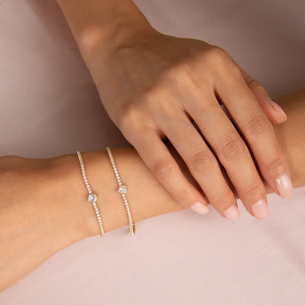 Heart Bezel Thin Tennis Bracelet sold by Adina Eden's product image thumbnail 2