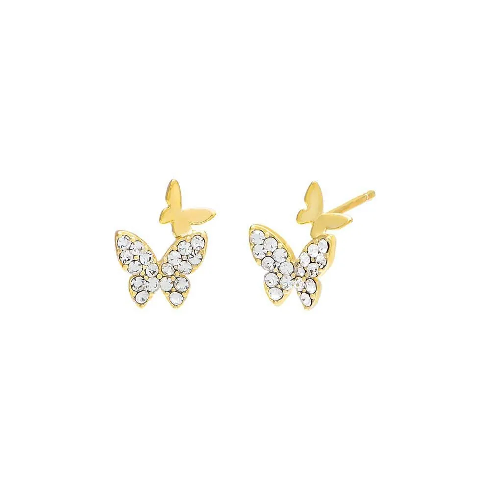 Pavé x Solid Butterfly Stud Earring sold by Adina Eden's