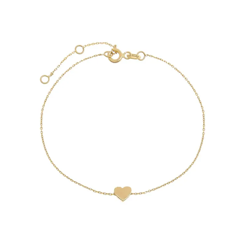 Tiny Solid Heart Bracelet 14K sold by Adina Eden's