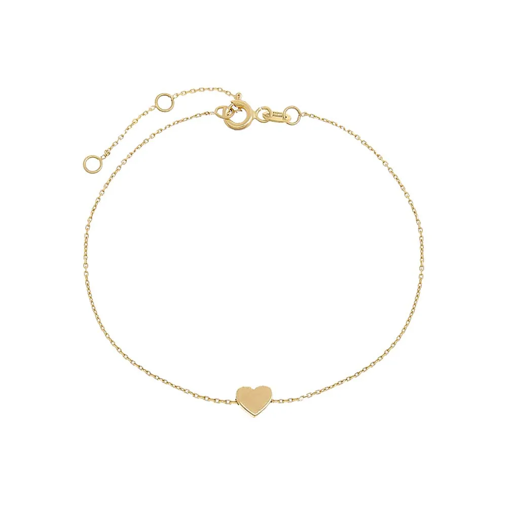 Tiny Solid Heart Bracelet 14K sold by Adina Eden's