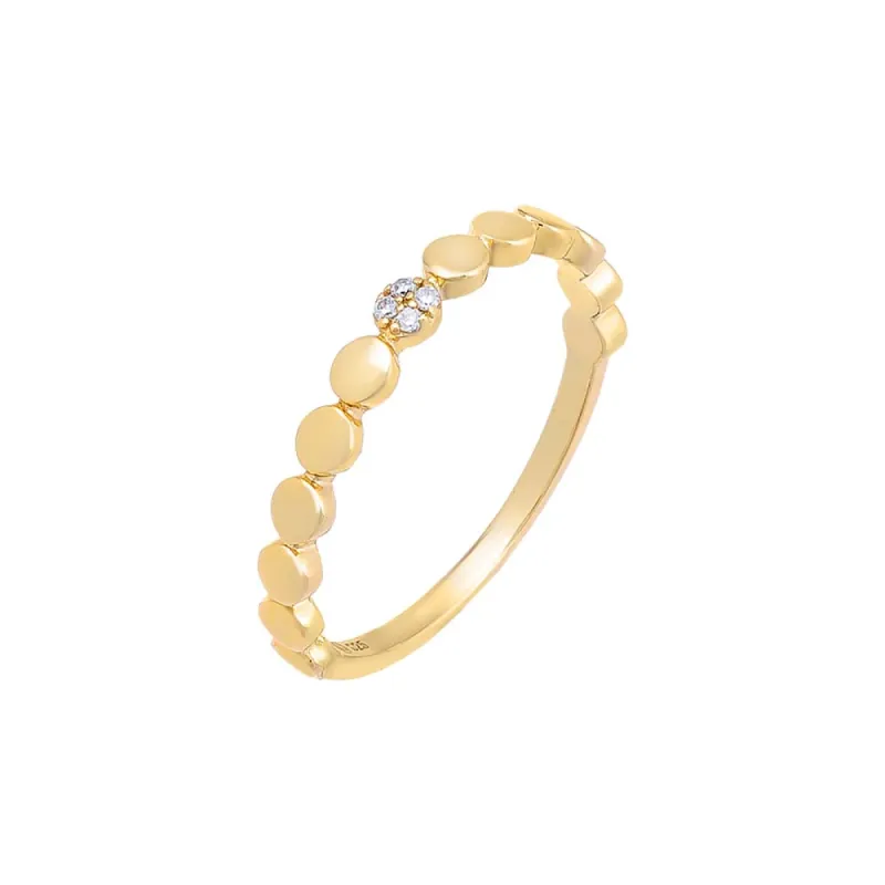 Pavé Accented Flat Bead Ring sold by Adina Eden's