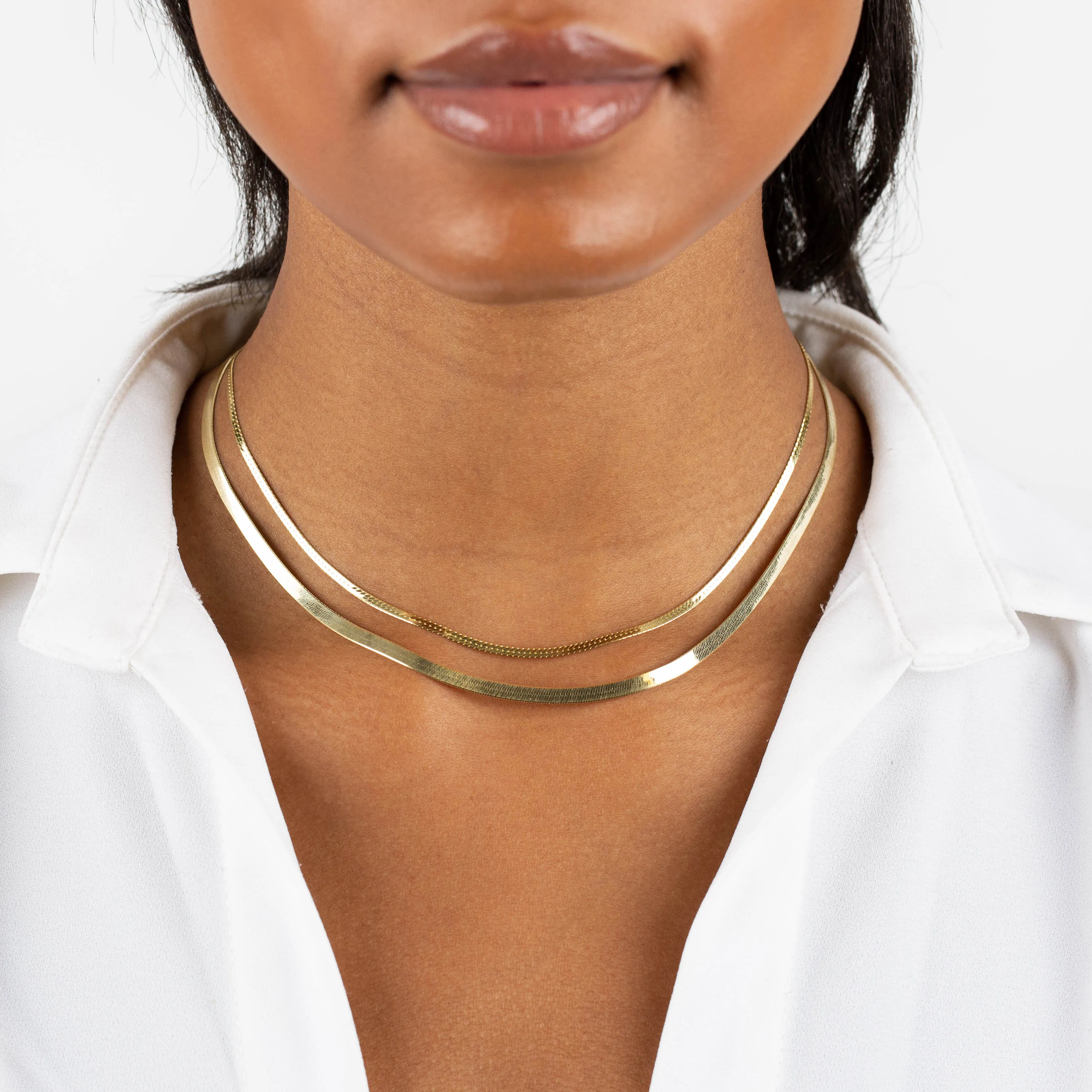 Snake X Herringbone Chain Necklace Combo Set sold by Adina Eden's product image thumbnail 2