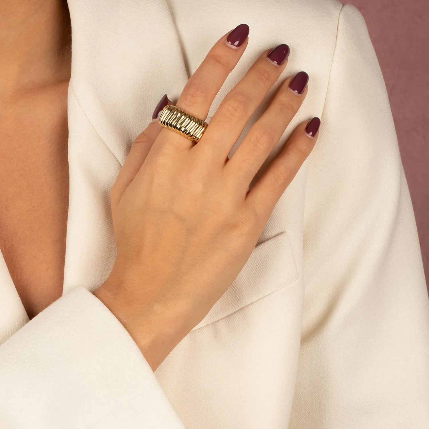 Solid Wide Ridged Eternity Band sold by Adina Eden's product image thumbnail 2