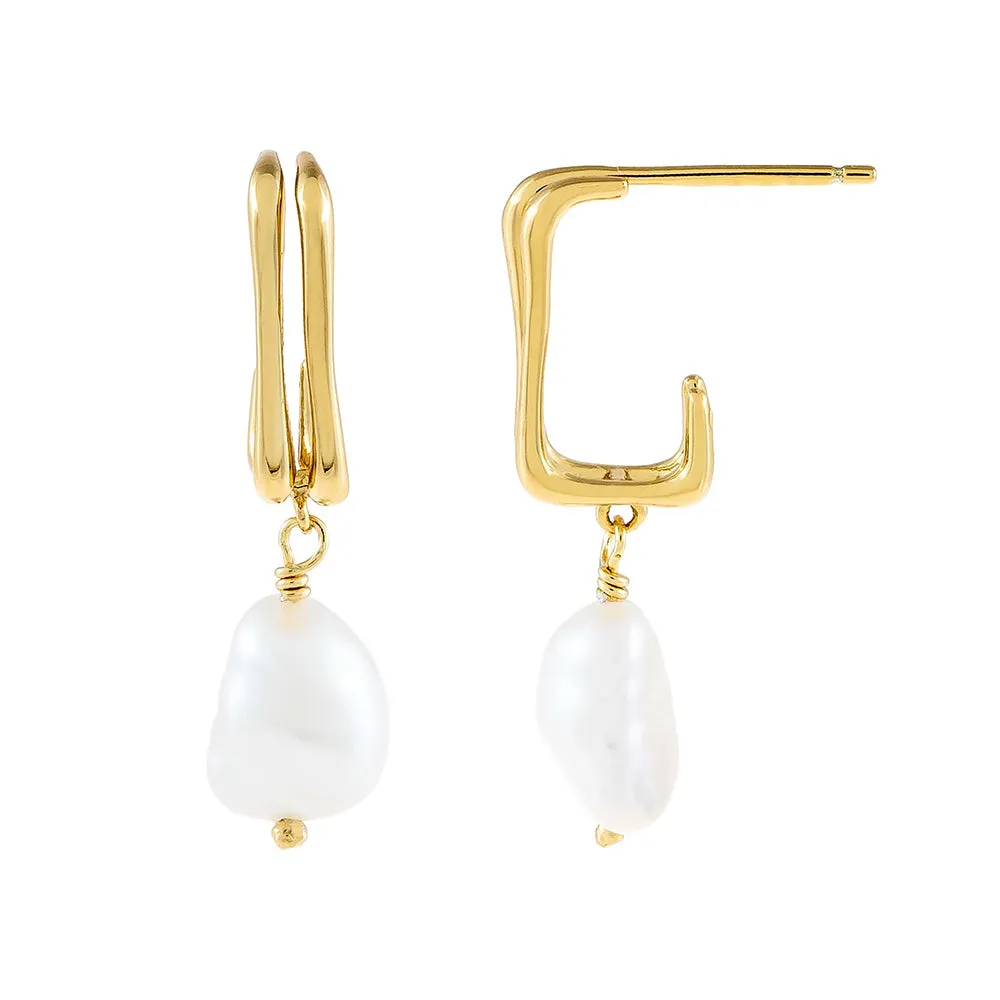 Pearl Double Hoop Earring sold by Adina Eden's