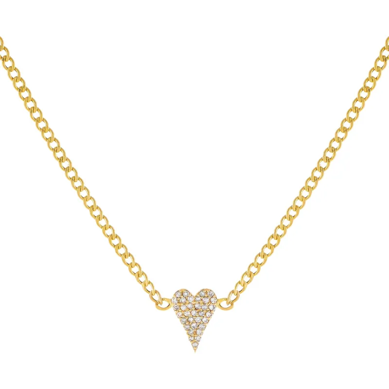 Diamond Heart Cuban Necklace 14K sold by Adina Eden's