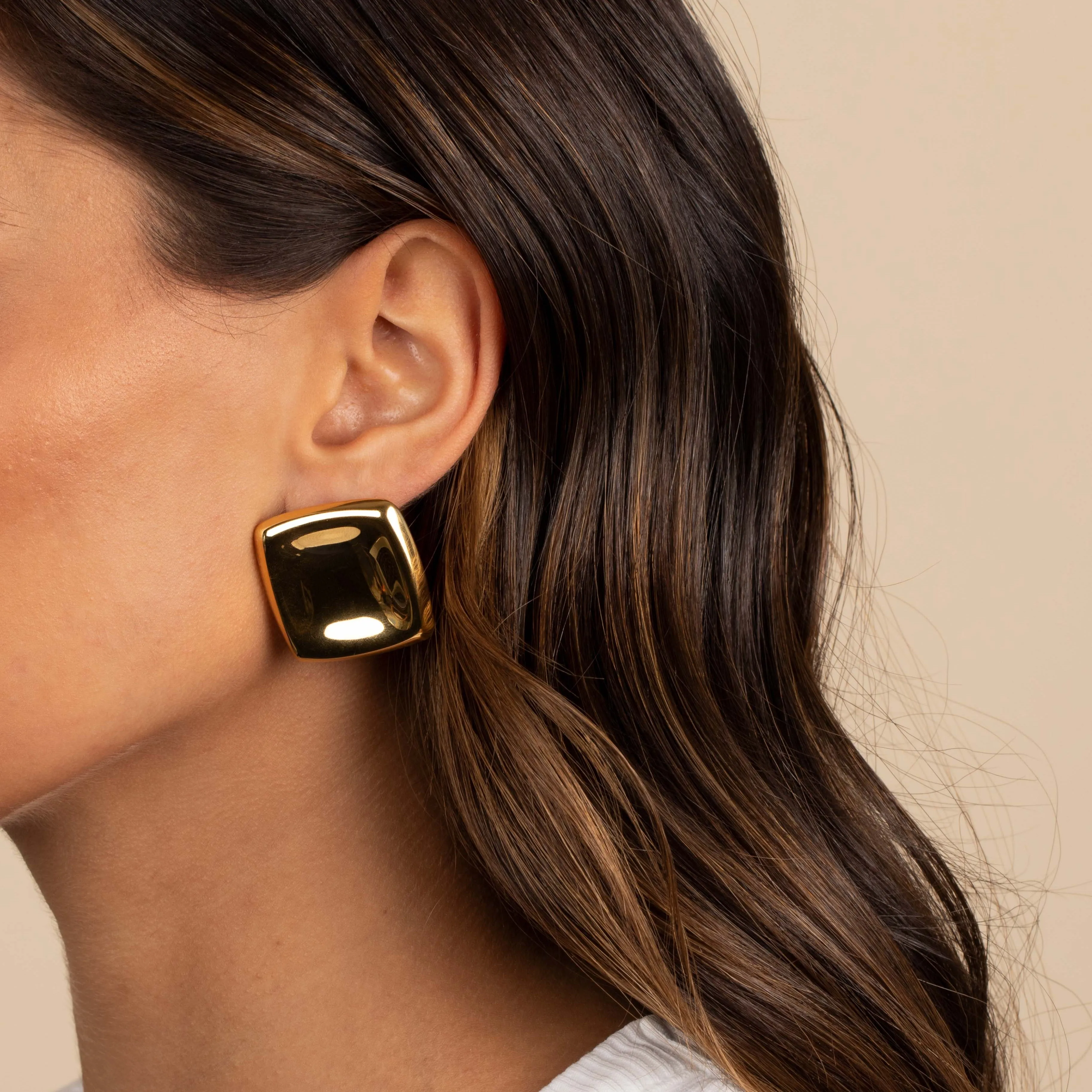 Solid Large Square Stud Earring sold by Adina Eden's product image thumbnail 2
