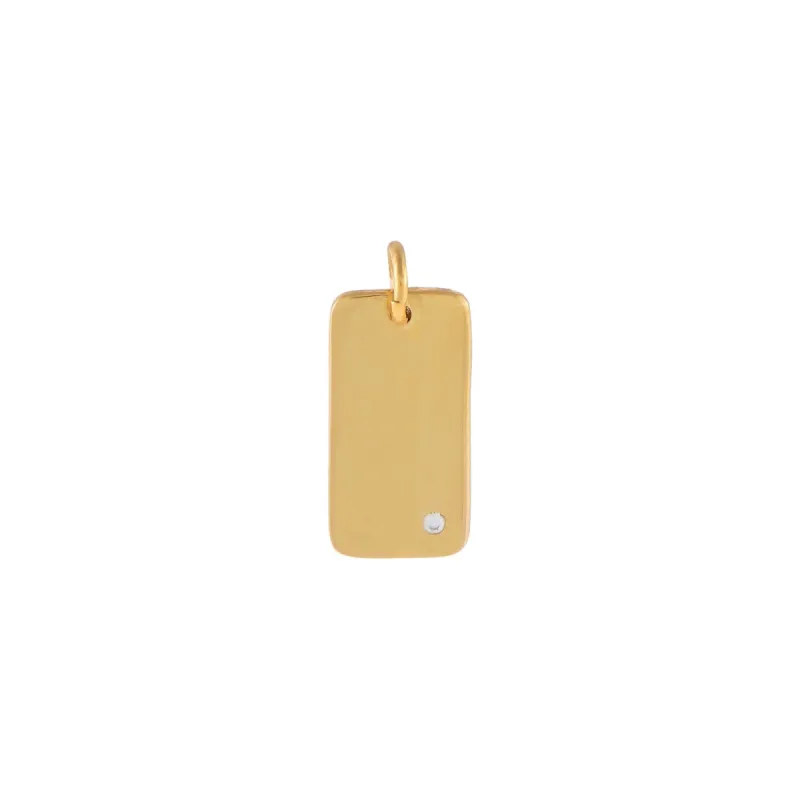 CZ Mini Dog Tag Charm sold by Adina Eden's