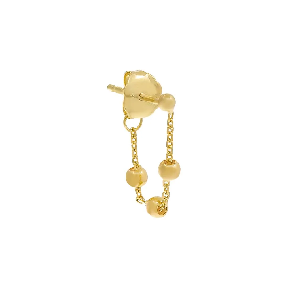 Tiny Ball Stud Chain Front Back Stud Earring 14K sold by Adina Eden's product image thumbnail 2