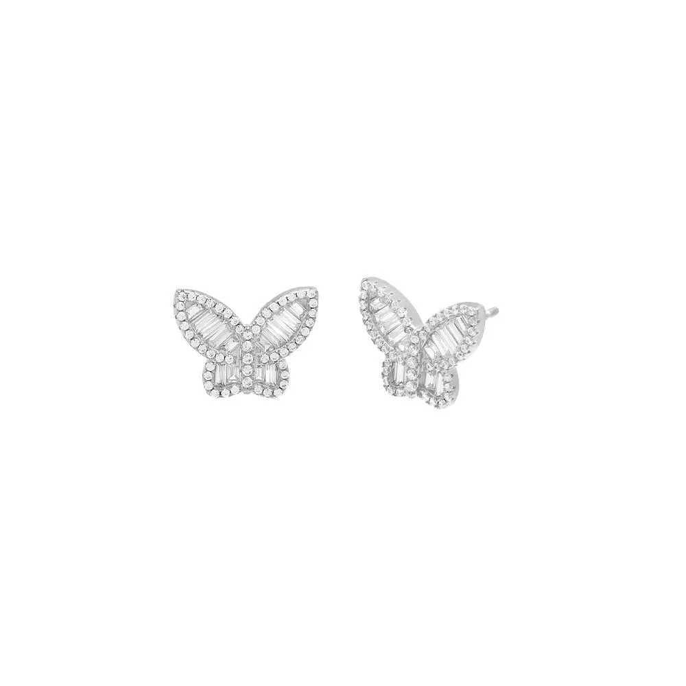 Pavé X Baguette Butterfly Stud Earring sold by Adina Eden's product image thumbnail 2
