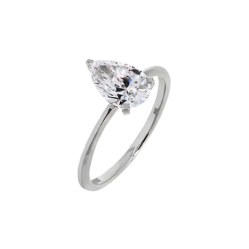 Lab Grown Diamond Pear Engagement Ring 14K sold by Adina Eden's