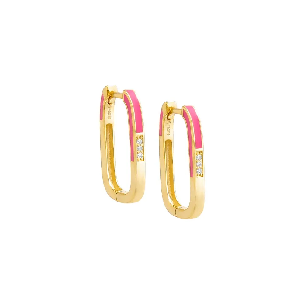 Colored Enamel x Pave Oval Shape Huggie Earring sold by Adina Eden's product image thumbnail 2