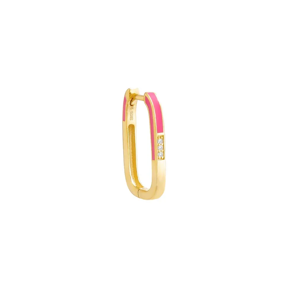 Colored Enamel x Pave Oval Shape Huggie Earring sold by Adina Eden's product image thumbnail 5