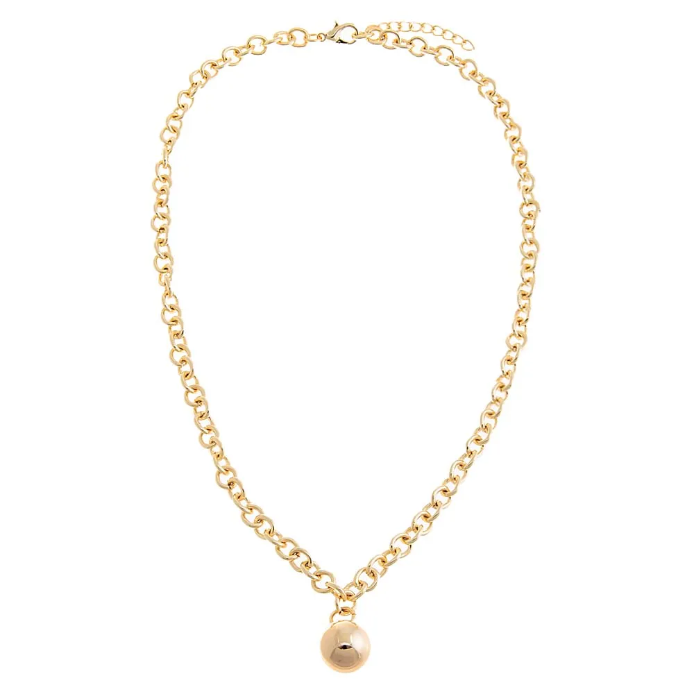 Dangling Ball Rounded Chain Necklace sold by Adina Eden's product image thumbnail 2