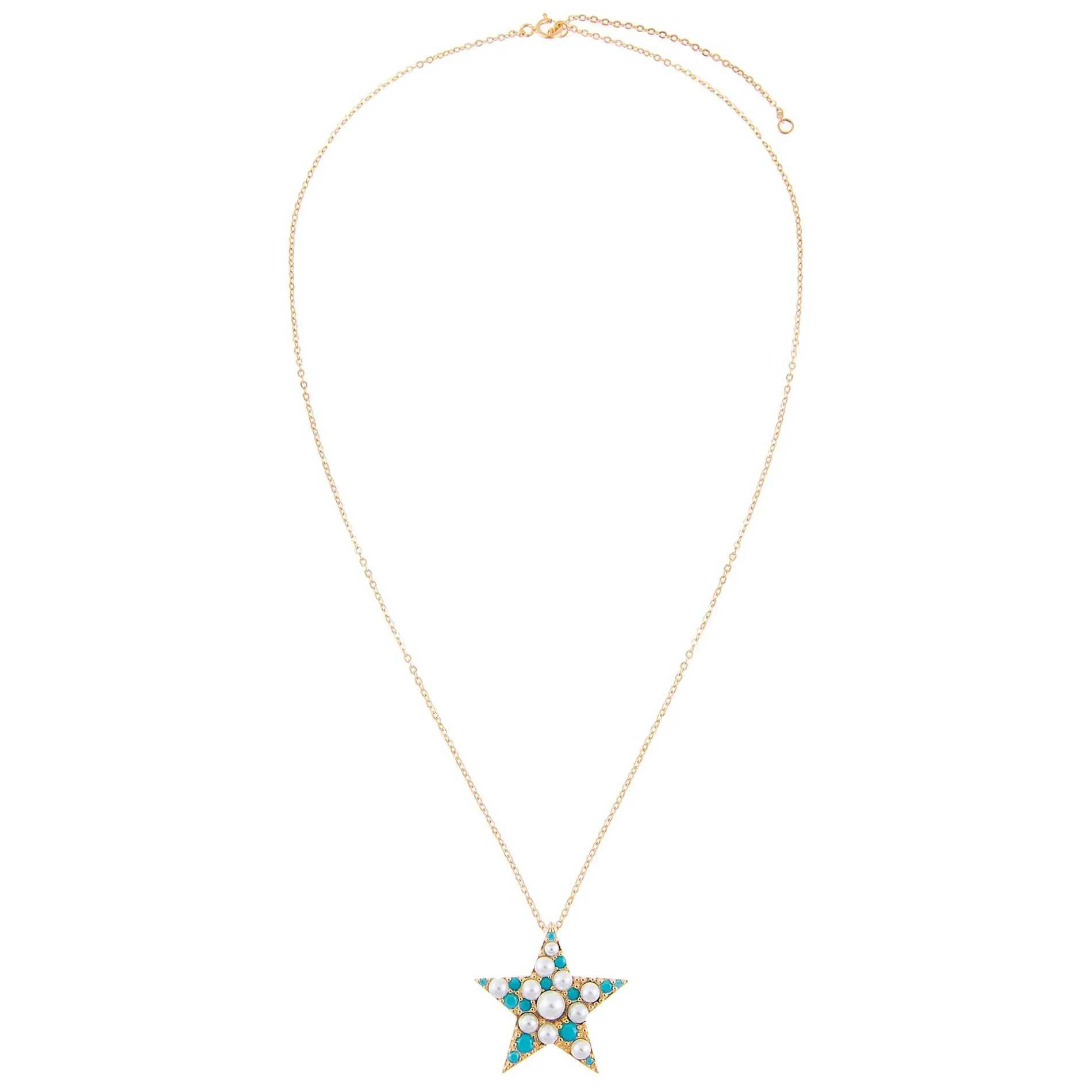 Pearl X Turquoise Star Necklace sold by Adina Eden's product image thumbnail 3