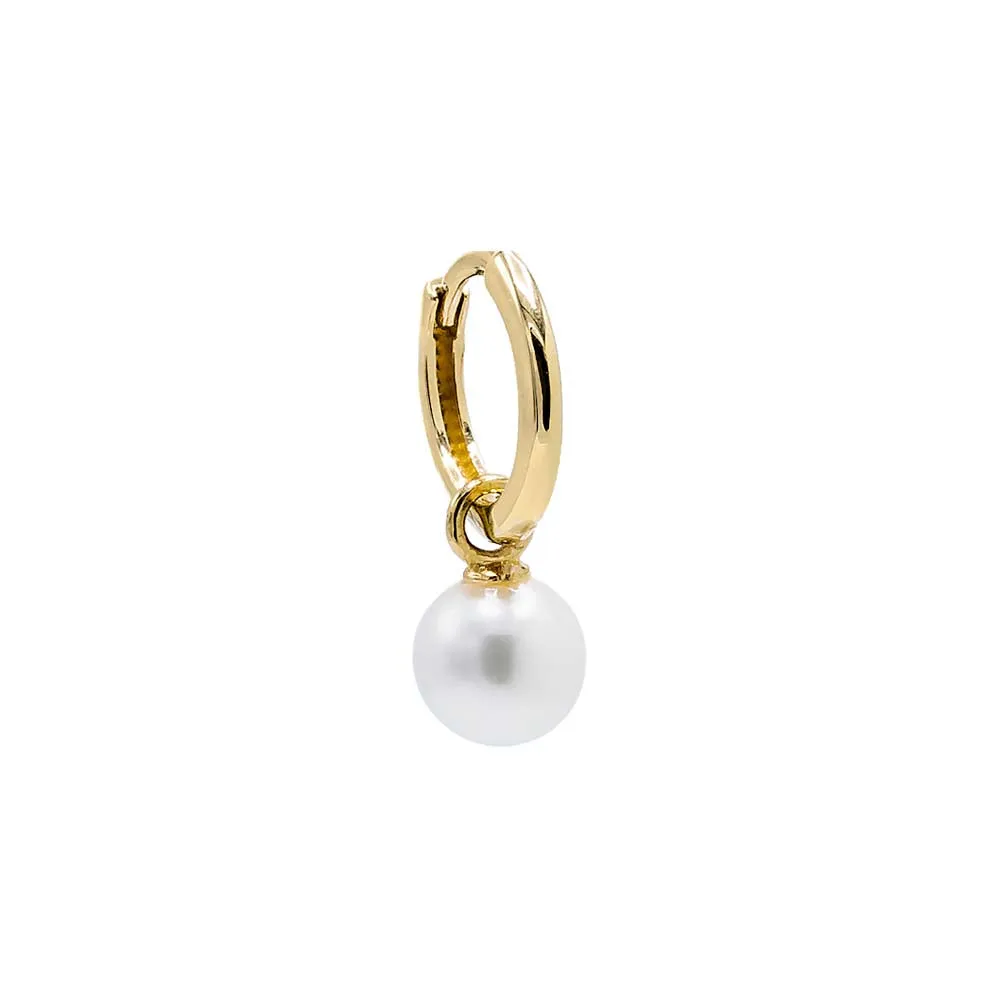 Solid Dangling Pearl Huggie Earring 14K sold by Adina Eden's product image thumbnail 3