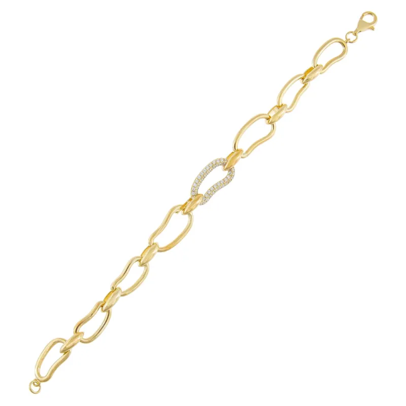 Pavé x Solid Waved Link Bracelet sold by Adina Eden's