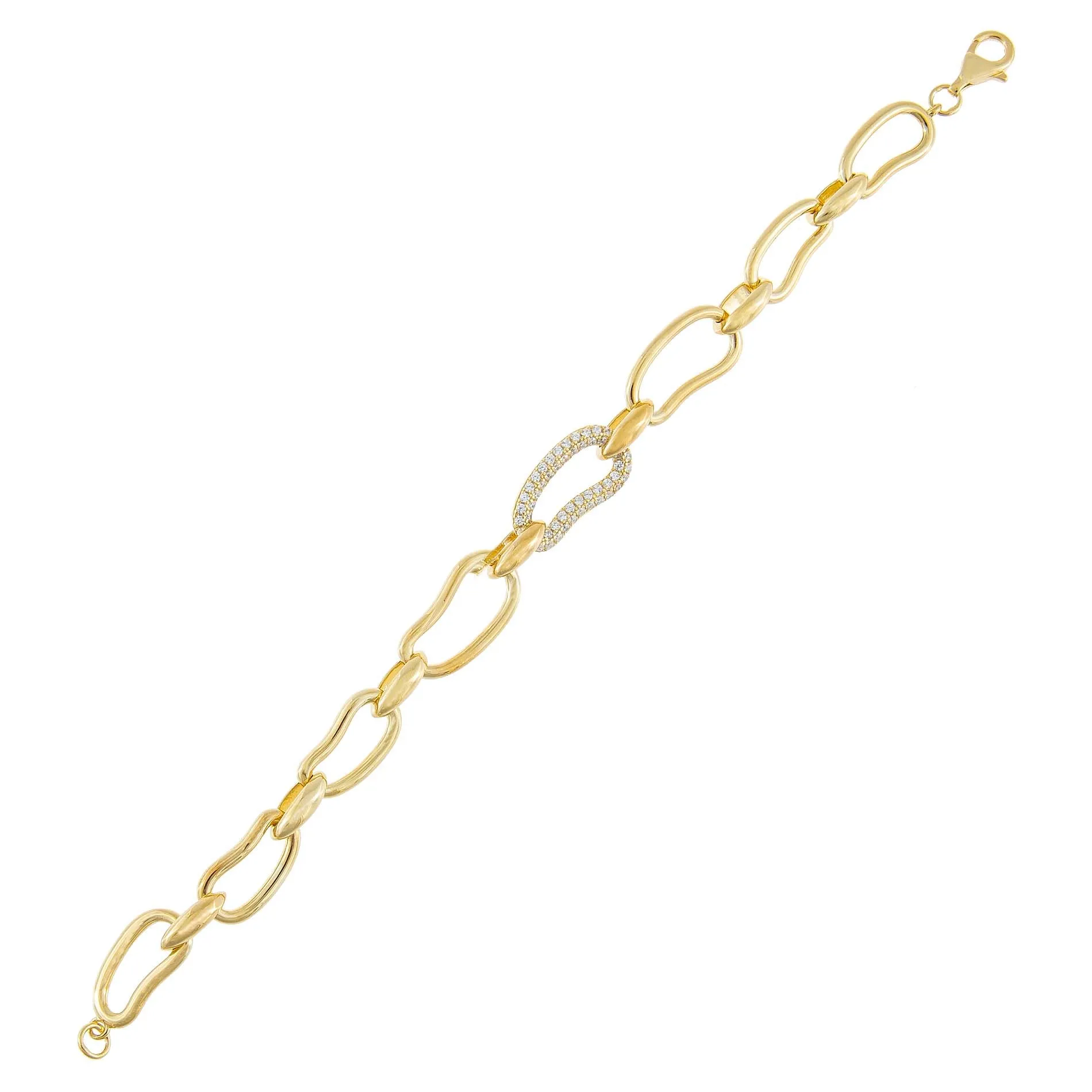 Pavé x Solid Waved Link Bracelet sold by Adina Eden's