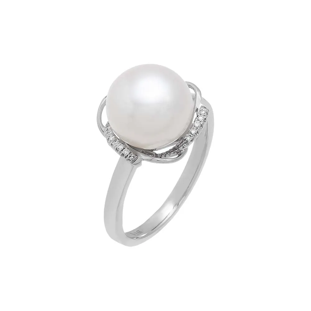 Diamond Pavé Pearl Ring 14K sold by Adina Eden's