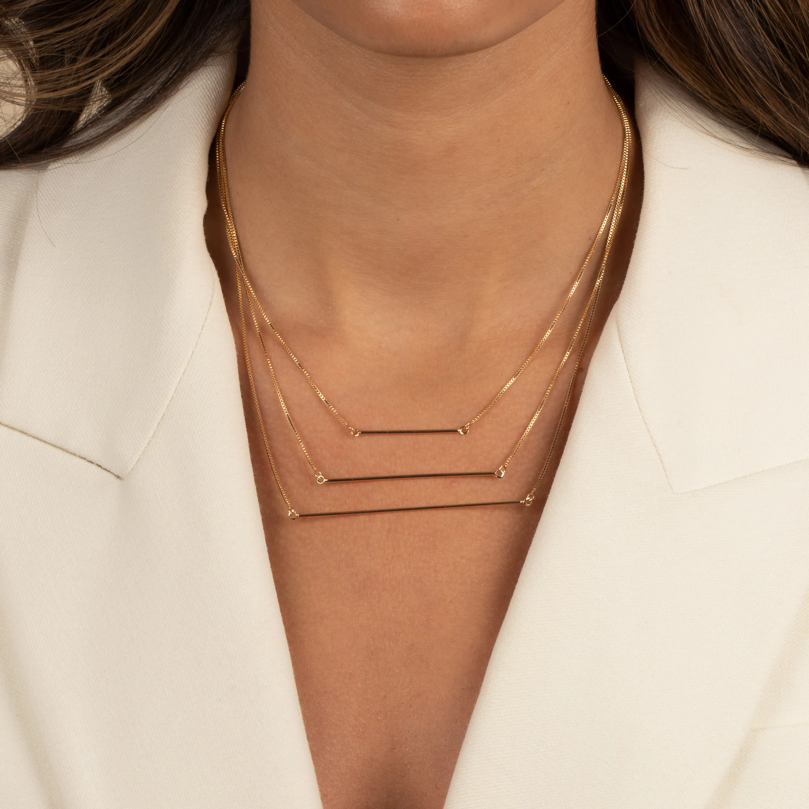 Solid Triple Bar Layered Necklace sold by Adina Eden's product image thumbnail 2