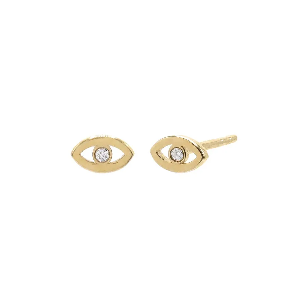 Diamond Mini Evil Eye Stud Earring 14K sold by Adina Eden's