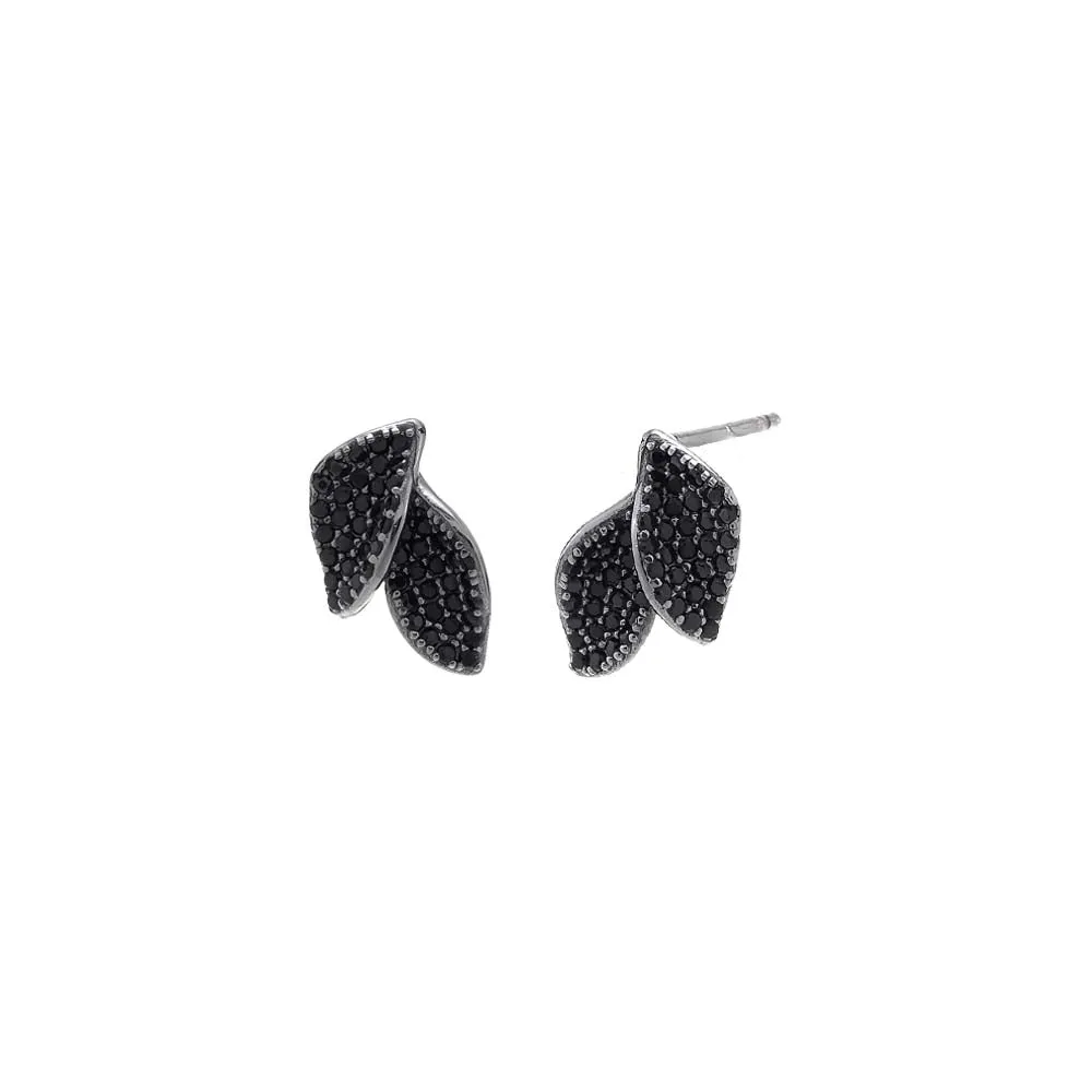 Pave Double Leaf Stud Earring sold by Adina Eden's product image thumbnail 4
