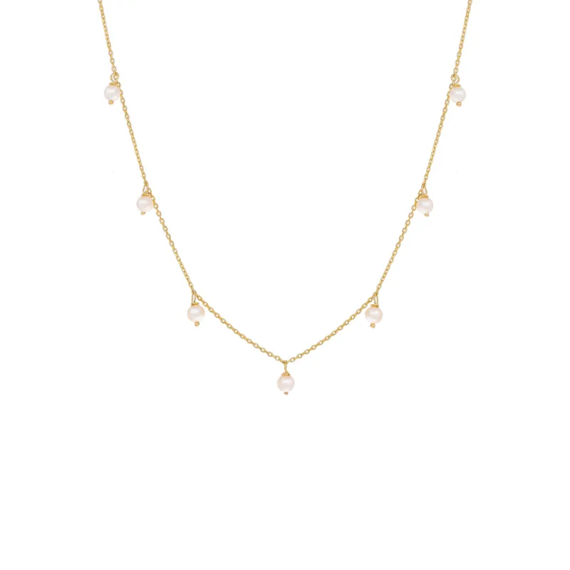 Multi Dangling Pearl Necklace 14K sold by Adina Eden's