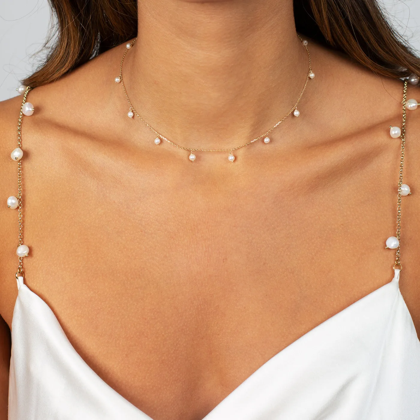 Multi Dangling Pearl Necklace 14K sold by Adina Eden's product image thumbnail 3