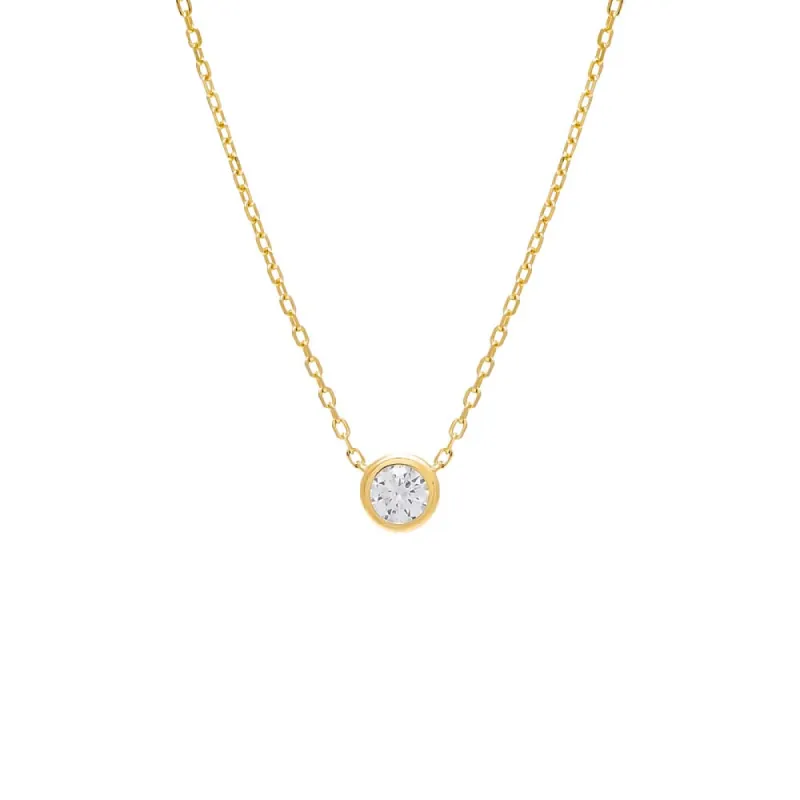 Round Bezel Solitaire Necklace sold by Adina Eden's