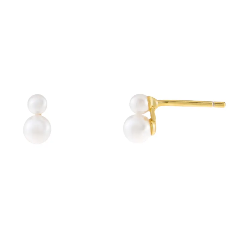 Double Pearl Stud Earring sold by Adina Eden's
