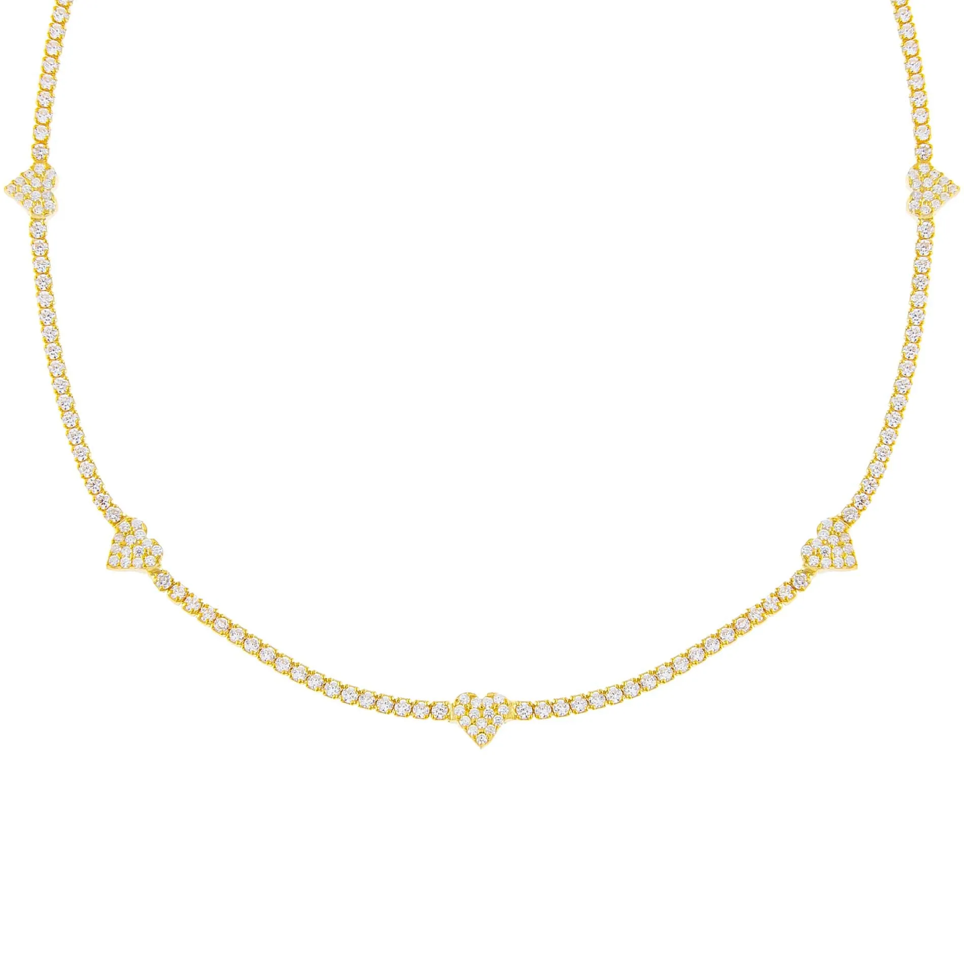 CZ Multi Heart Tennis Choker sold by Adina Eden's