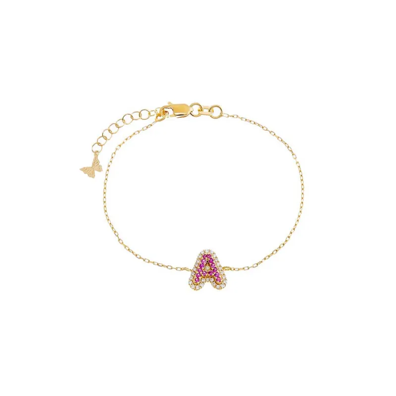 Pave Colored Bubble Initial Bracelet sold by Adina Eden's