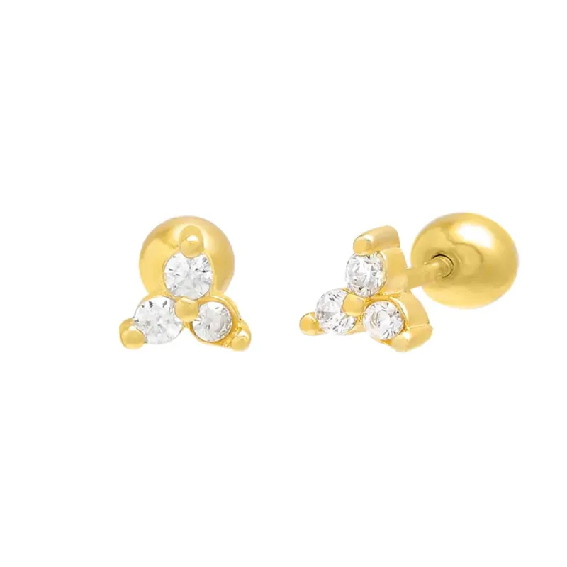 CZ Cluster Threaded Ball Stud Earring sold by Adina Eden's